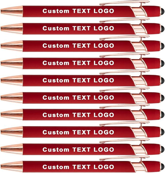 Custom Engraved Ballpoint Pens Bulk, Personalized with Name/Logo, Black or Blue Ink, Smooth Writing for Office, School, Business, Church, Reunion 50 Pcs Red