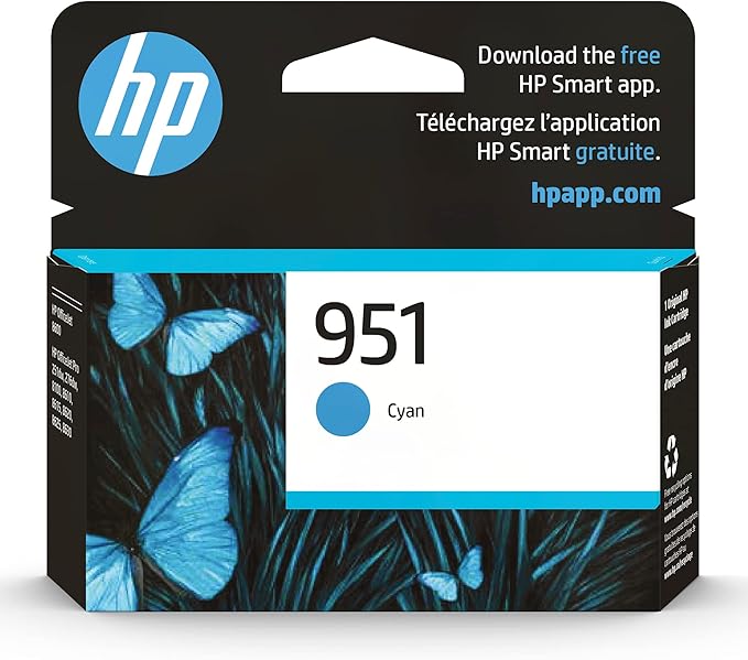 HP 951 Cyan Ink Cartridge for HP Printers | Works with Printer Series: OfficeJet 8600, Pro 251dw, 276dw, 8100, 8610, 8620, 8630 | Eligible for Instant Ink | CN050AN