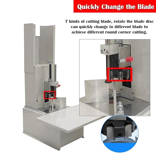 Electric Round Corner Cutter, Heavy Duty Fillet Paper Punch with Foot Pedal & Metal Protective Cover, R3-R9 Cutting Radius, Electric Corner Rounding Machine for PVC Name Card 1.97in Thickness