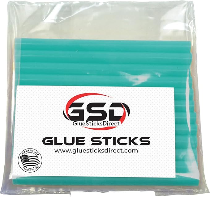 GlueSticksDirect Mini Size Hot Melt Glue Sticks for Glue Gun - Bulk 4in Teal Glue Sticks - Great for Art Craft Repairs & Compatible w/Most Glue Guns - 5/16" X 4" (24 Sticks) - Made in USA
