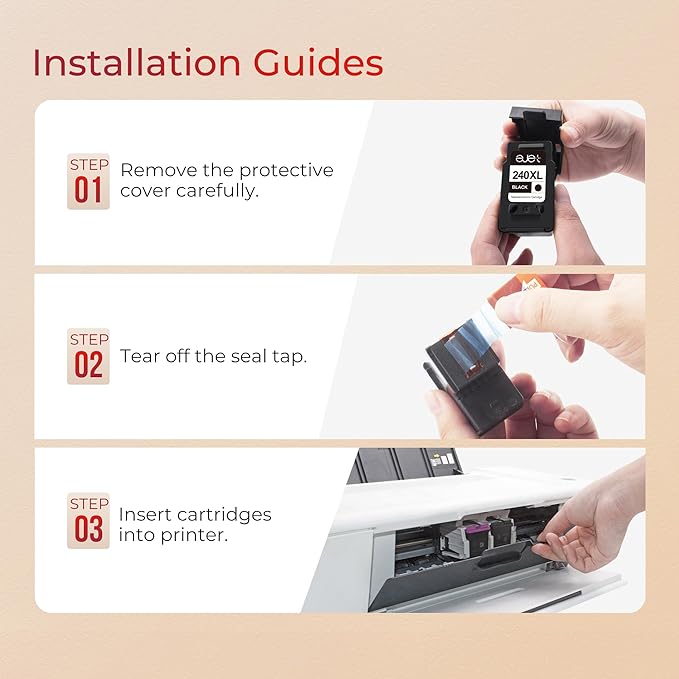 ejet 240XL PG-240 Black Ink Cartridge Remanufactured Replacement for Canon 240XL Black Ink Cartridge PG-240 XL for Canon Pixma MG3620 TS5120 MG2120 MG3520 MX452 MX512 MX532 MX472 Printer (2-Black)