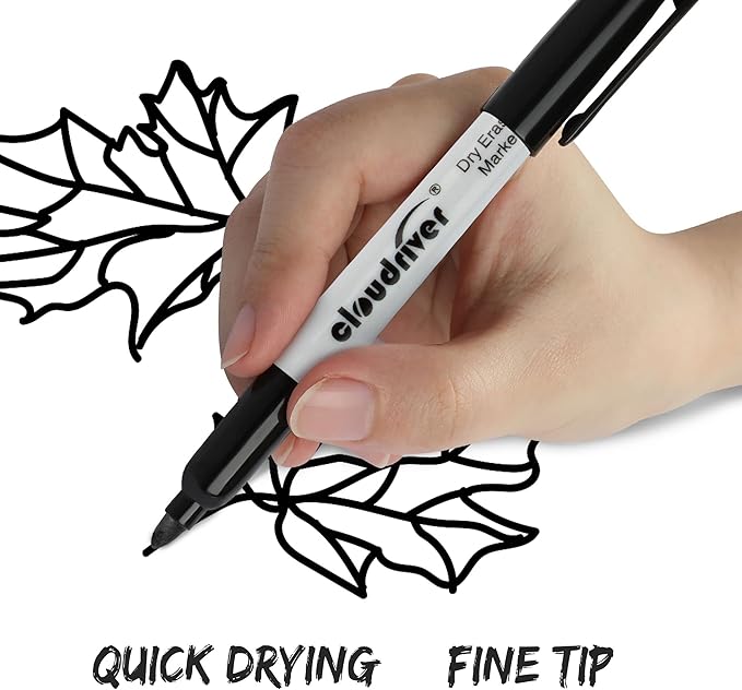 cloudriver Dry Erase Markers 128 Pack, Black Whiteboard Markers, Fine Tip, Low Odor, Bulk Dry Erase Marker For Office, home and School Supplies