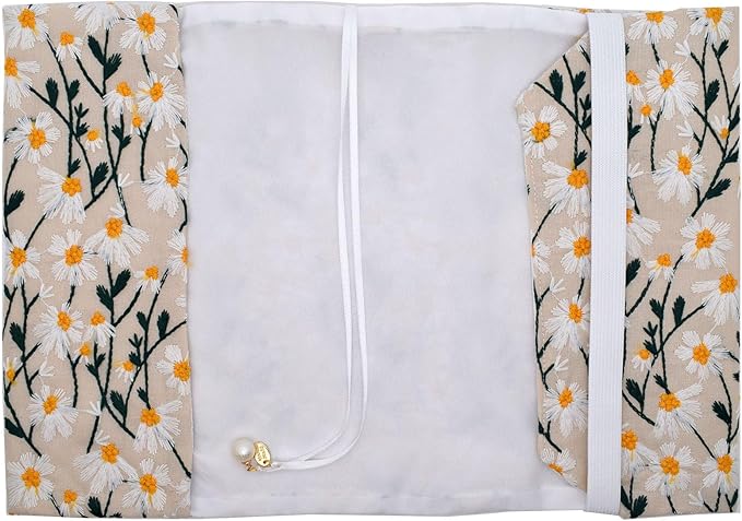 BLBMH Bible Cover for Women Embroidery Book Covers for Paperbacks Fit for 5.5x8.5 inch Book Bible Adjustable Book Sleeve Cover Soft Cloth Protector for Novels - Daisy 2 8.5in