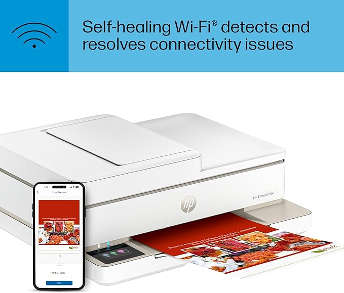 HP Envy 6555e Wireless All-in-One Color Inkjet Printer, Print, scan, Copy, Duplex Printing Best-for-Home, 3 month Instant Ink trial included (714N5A)