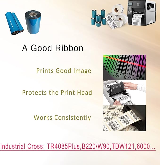(10 Rolls) 4.33'' x 984' Premium Resin Enhanced Wax Ribbon, 110mm x 300m Black Thermal Transfer Ribbon, Barcode Thermal Label Printer Ribbon, CSO-Ink Outside, 1'' Core for Zebra, TSC, GoDex, Citizen