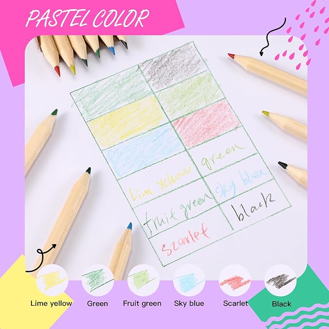 Faccito 600 Packs Mini Drawing Colored Pencils for Kids 3.5 Inch Portable Short Fat 6 Different color Pre Sharpened Pencils in Bulk for Children Painting Classroom School Supplies