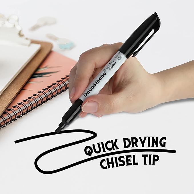 Dabo&Shobo Dry Erase Markers 24 Pack, Low Odor Black Whiteboard Markers, Chisel Tip, Perfect for Writing on Whiteboard Mirrors Glass In School, Office&Home…