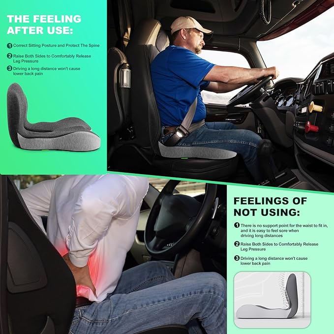 Buttocks Cushion for Office Chair Memory Foam Seat Pad for Butt Support Tailbone Relief Ergonomic Chair Cushion for Home Car Travel or Work (Army Green)