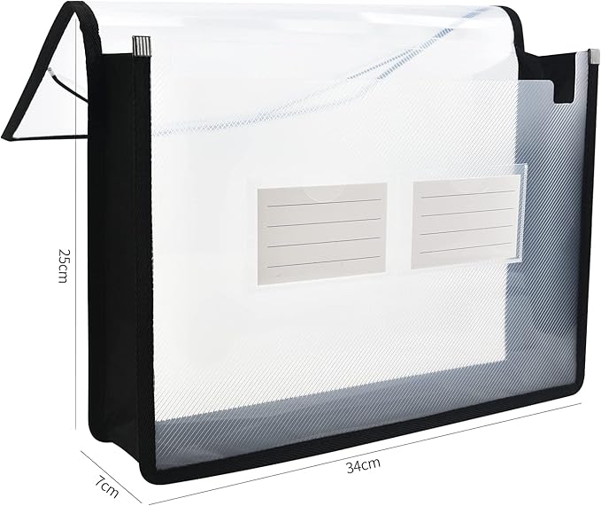 Expanding File Folder Document Organizer r with Flap and Cord Closure, Waterproof Transparent Document Bag, 2.8" Expansion, Letter A4 Expandable File Folder for Home School Office Organization，5 Pack