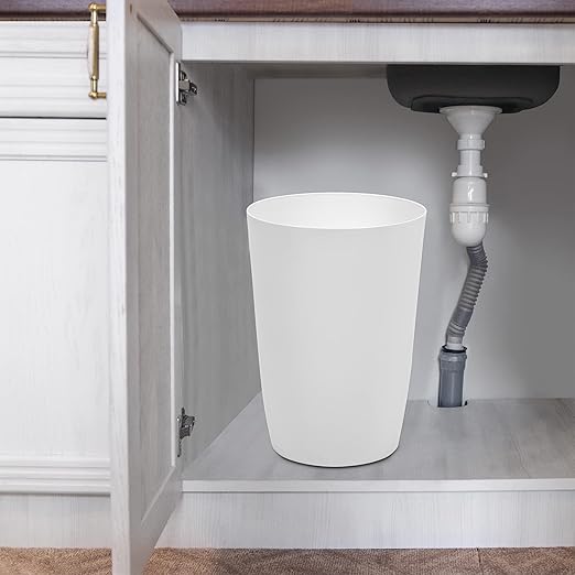 HOLDN’ STORAGE Small Trash Can - 1.58 Gallon Open Top Waste Bin, Compact Waste Can Perfect for Bathroom, Kitchen, Office, Dorm - Durable Garbage Can - Glossy White