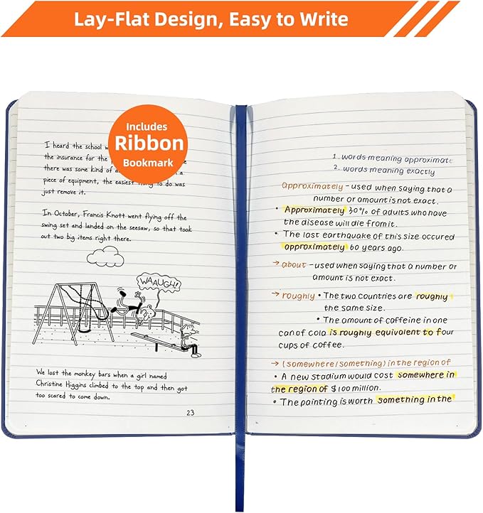 BOSSAND College Ruled Notebooks, 6 Pack A5 Lined Journal Notebooks, 200 Pages 100 GSM Thick Paper, Hardcover, 8.25 inches x 5.75 inches, Navy Blue