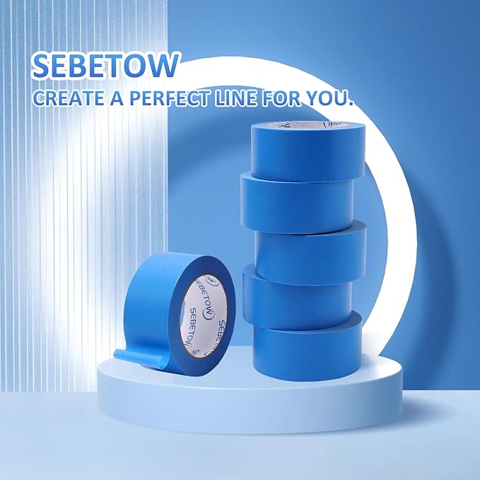 Blue Painters Tape 2 Inch Bulk - Blue Tape for Painting Automotive Walls Packing Removable NO Residue, Paint for Indoors & Outdoors, 2 Inches x 55 Yards x 5 Rolls