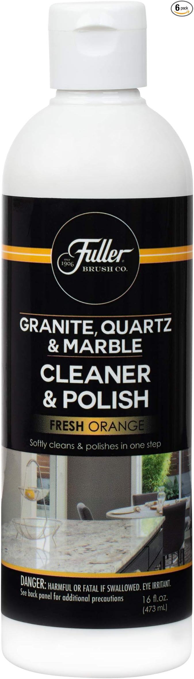 Fuller Brush Countertop Cleaner & Polish - Multi Surface Cleaner - Cleans, Polishes and Protects Granite Quartz Marble Glass Laminates Metal and Other Surfaces Refreshing Orange Scent Removes Odor (6 Pack)