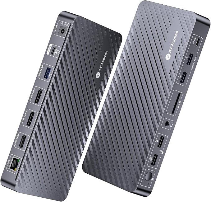 Docking Station Triple Monitor, 4K@60Hz (2 DP + 1 HDMI), 100W Laptop Charging, 10Gbps USB-C/A, Ethernet, Audio, SD, Plug & Play USB-C Dock for MacBook/Chrome/Dell/HP/Lenovo