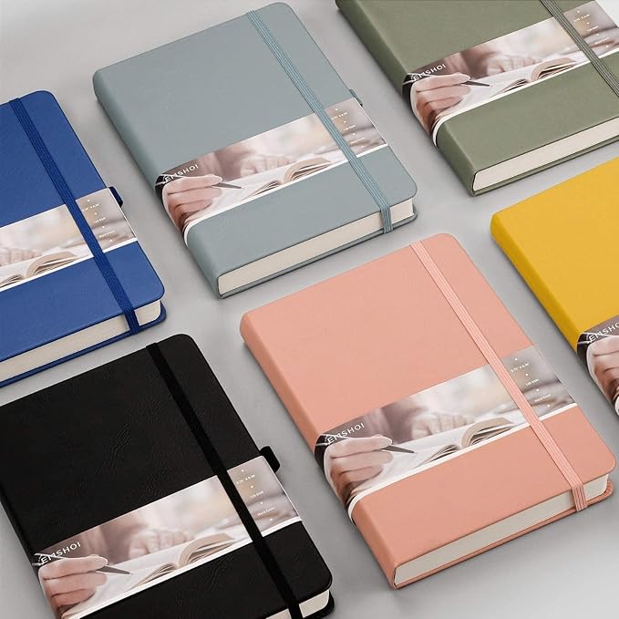 EMSHOI Dotted Notebook - 256 Pages A5 Dotted Grid Journal Notebook,120gsm Thick Paper,16 Perforated Pages, Smooth PU Leather, Inner Pocket,5.75'' × 8.38''-Black