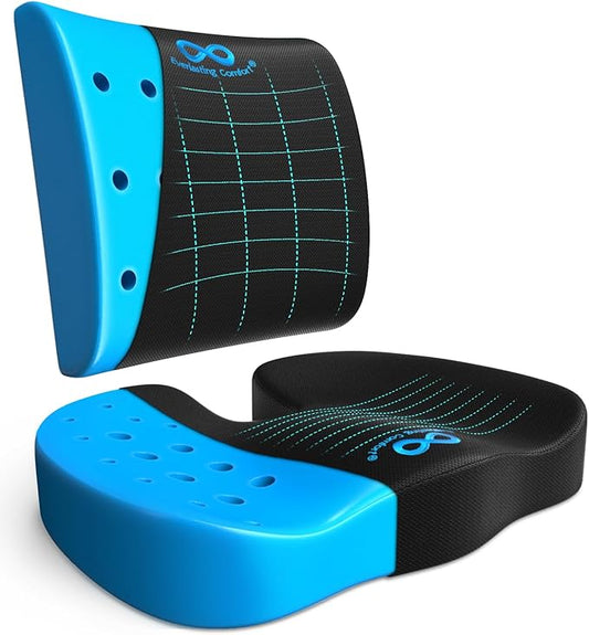 Everlasting Comfort Doctor Recommended Memory Foam Seat Cushion for Office Chairs & Car Seat - Ergonomic Office Desk Accessories for Tailbone Pain Relief, Sciatica & Back Support