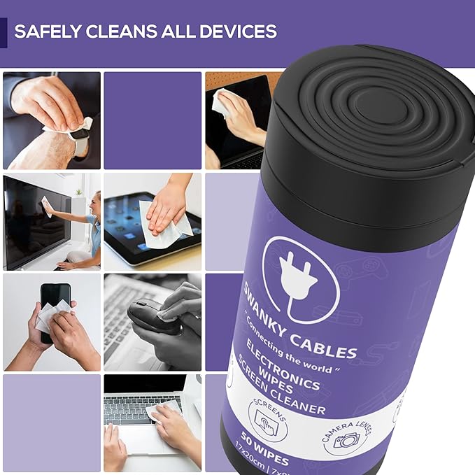 Electronic Cleaning Wipes - Computer, TV, Monitor, Phone, Laptop, Tablet, Keyboard, Camera & Lens Cleaner, Portable Tech Screen Cleaner - With Microfiber Cloth - Canister, 150 Count