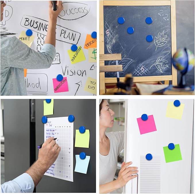 Fridge Magnets, 40 Pcs Heavy Duty Round Magnets for Whiteboard, Fridge, Locker, Office, Classroom - Blue