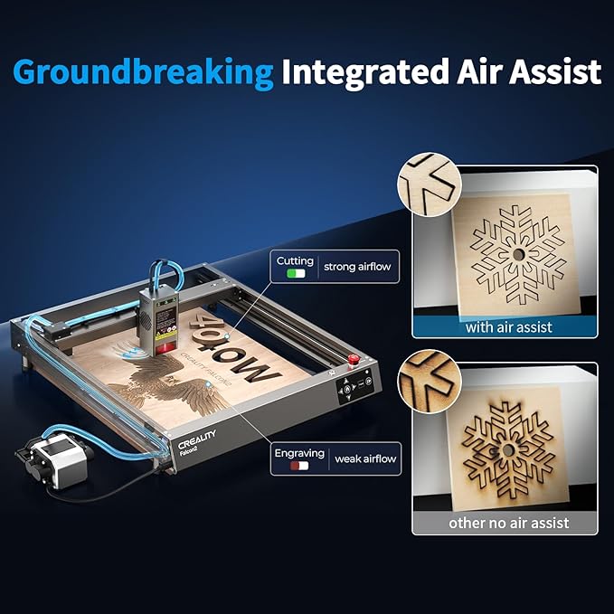 Creality Laser Engraver, Falcon2 40W Output Laser Cutter with Air Assist, 25000mm/min Speed & High Accuracy Laser Engraving Machine for Wood and Metal, Acrylic, Leather