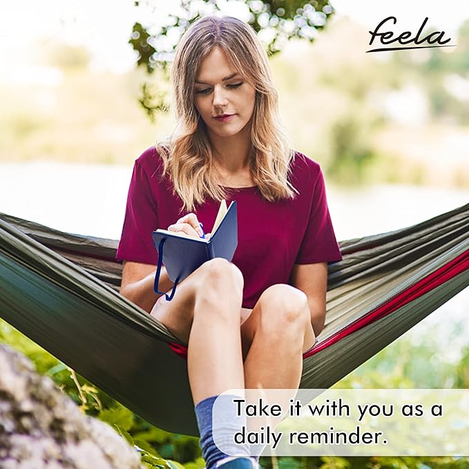 feela 6 Pack Pocket Mini Notebooks Bulk, Small Cute Memo Notepads Hardcover College Ruled Lined Journals with Pen Holder for School Business Work, with 6 Black Pens, 3.5”x 5.5”, A6, Navy