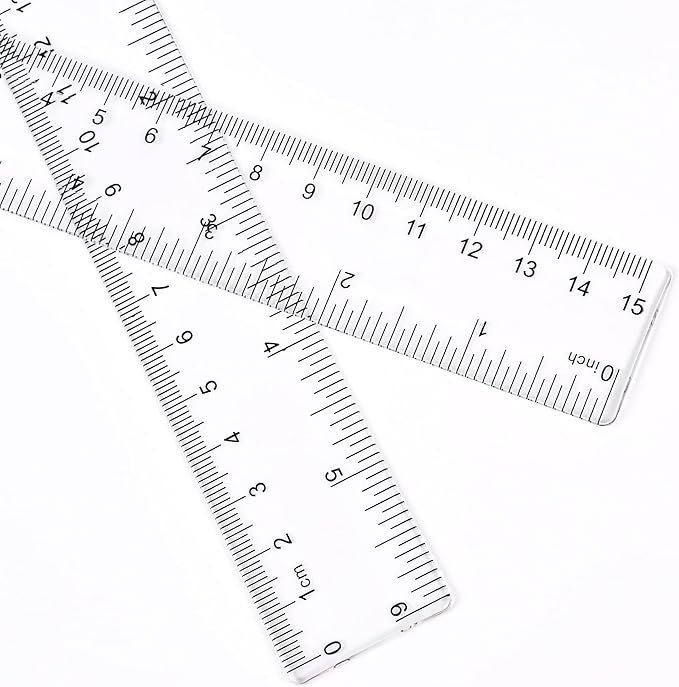 Clear Plastic 6 Inch Straight Ruler, Shatterproof With Inches and Centimeters for School, Classroom, Home, or Office (2pcs)