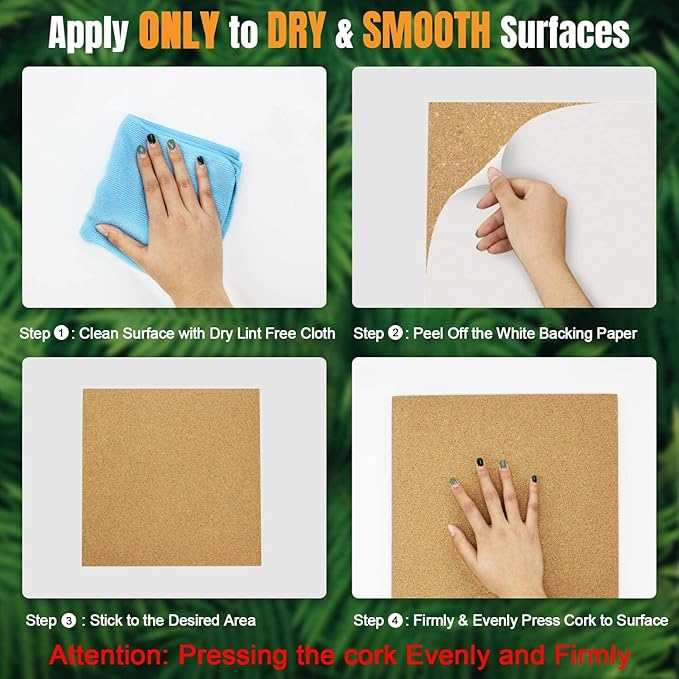 Cork Board Tiles 12"x12" - 1/2" Thick 10 Pack Cork Board Square Bulletin Boards Self Adhesive Corkboards for Walls Pin Boards Corkboards for Office Home School Decor