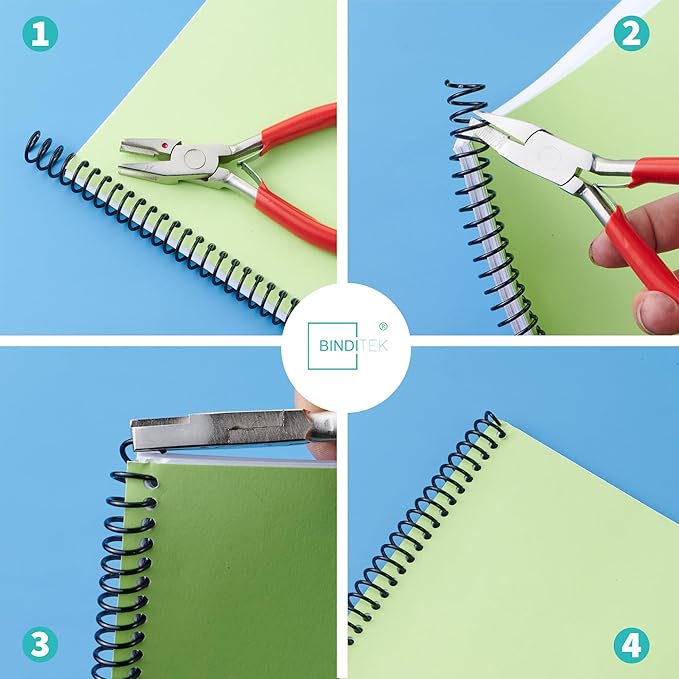 Binditek 200 Pack Plastic Spiral Binding Coils, 10mm(3/8"), 75 Sheet Capacity, 4:1 Pitch, Black, 48Loops, for Letter Size, for Students and Coworkers