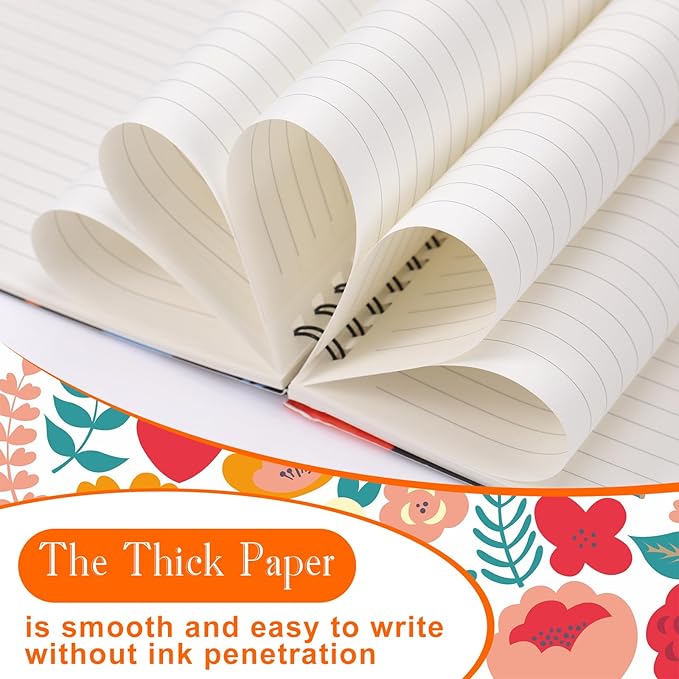 Fuutreo 12 Pcs Spiral Notebook for Work A5 8.3 x 5.7 Inch College Ruled Spiral Journal Notebook Kraft Cover Ruled Paper, 12 Color, 60 Sheets, 120 Pages for Office School(Floral Color)
