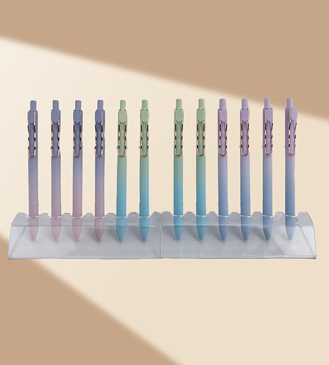 Fengtaiyuan LanLvZi05P12, Retractable Black Ink, 0.5mm Extra Fine, 12 Count, Gel Ink Rollerball Pens, Writting Smooth, Rubber Spray (LanLvZi05P12)