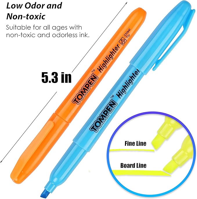 Highlighters Bulk 48 Pack – 6 Assorted Colors Chisel Tip High lighter Marker Set for School,Office,Bible Study, Journaling – Smear-Free,Quick Dry Ink Fluorescent Pens for Teachers & Students
