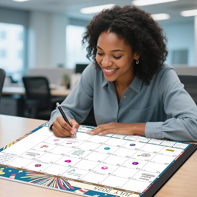 Gannyfer Desk Calendar 2025-2026, Large 22"x17" Monthly Calendar, July 2025 - Dec 2026, 18 Month Yearly Desktop Pad Calendar,Office Supplies Perfect for Home, School or Office(6 Stickers Included)