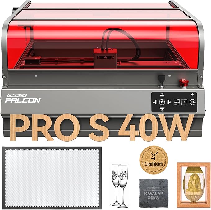 Creality Laser Engraver Faclon2 Pro S 40W Desktop Diode Laser Cutter and Engraver Machine with Enclosure,Smart Camera,Air Assist,Engraving Machine for Wood Acrylic Leather Stone Metal