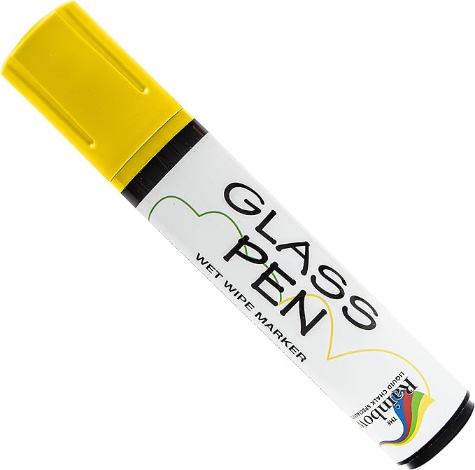 Glass Pen Window Marker: Liquid Chalk Pens for Glass, Whiteboard Markers with Washable Paint - Graduation, Car Windows, Mirror Pen, Storefront, Wedding, Parade, Party & Holiday (Yellow, Jumbo Tip)