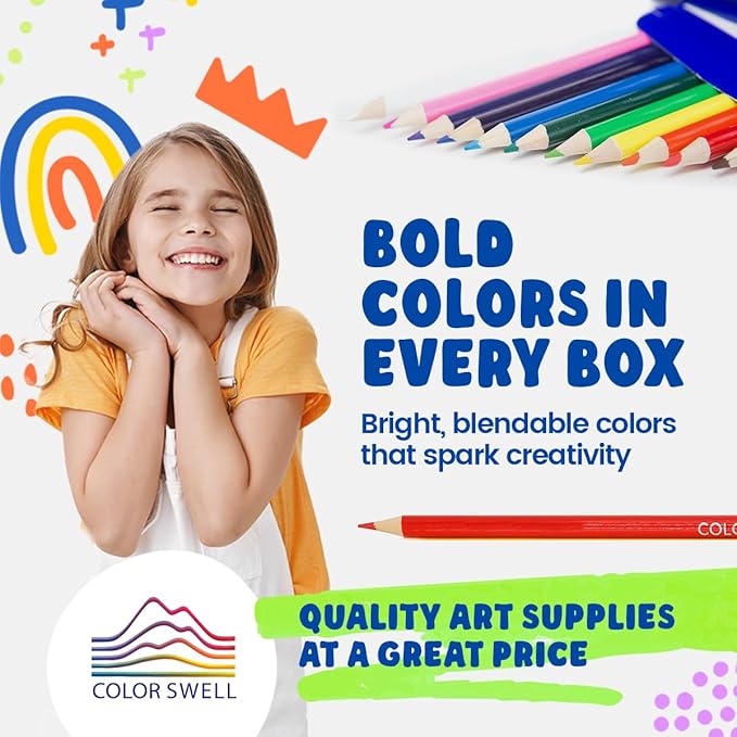Color Swell Bulk Colored Pencils – 30 Sets, 360 Pre-Sharpened Assorted Vibrant Colors – Ideal for Kids, Teachers, and Classroom Supplies