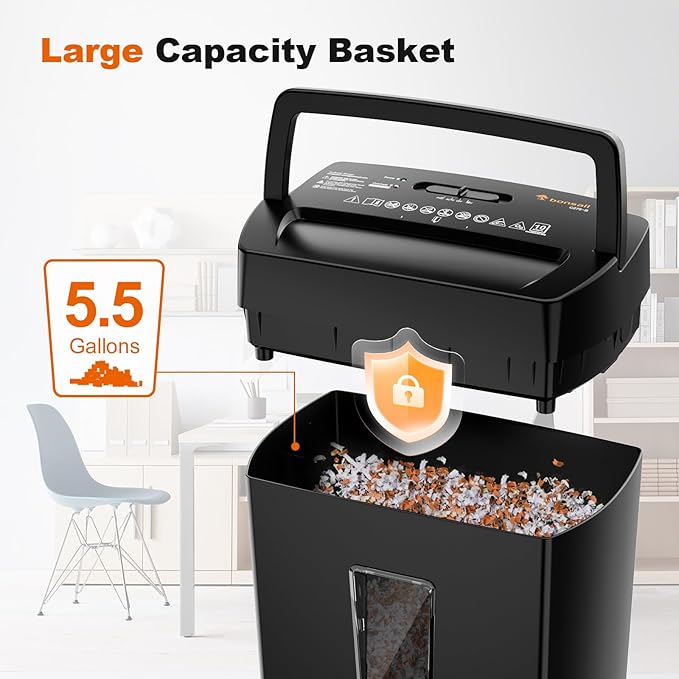 Bonsaii Paper Shredder, 10-Sheet Home Office Shredders, Micro Cut Home Use Paper Shredder with 5.5 Gallons/P-4 High Security/5 Minutes/Shred Card,Staple,Clips (C275-B)