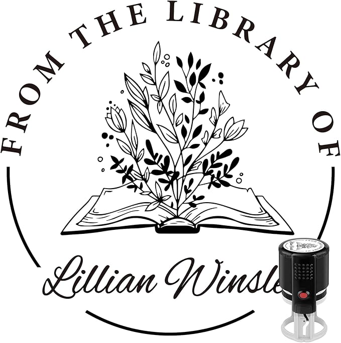 Custom Self-Inking Stamps | Personalized Book Stamp Gift for Book Lovers | 5 Ink Colors (Style10)