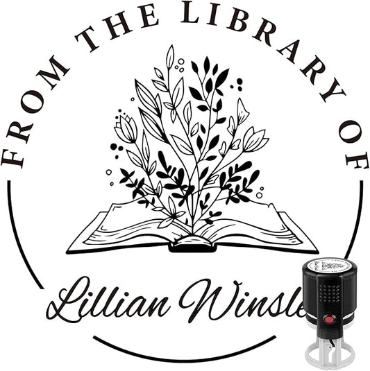Custom Self-Inking Stamps | Personalized Book Stamp Gift for Book Lovers | 5 Ink Colors (Style10)