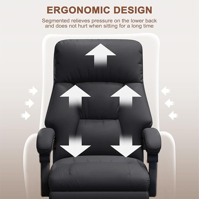 Executive Office Chair Comfortable Desk Chairs with Foot Rest High Back Computer Gaming Chairs Reclining PU Leather Swivel Work Chair for Home Office