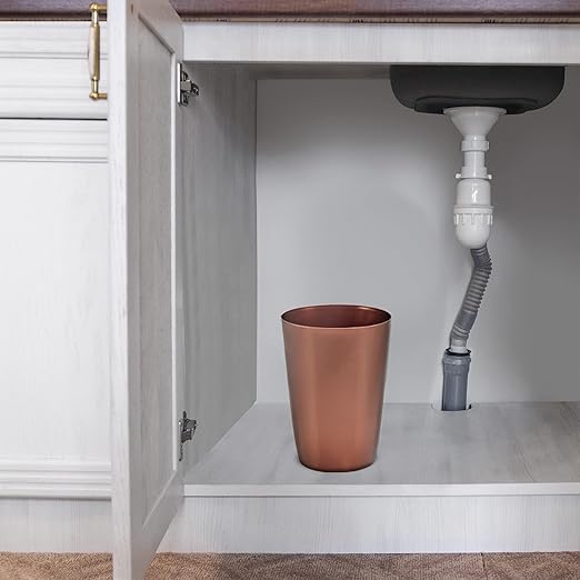 HOLDN’ STORAGE Small Trash Can - Set of 2 Open Top Waste Bin of 1.58 Gallon, Compact Waste Can Perfect for Bathroom, Kitchen, Office, Dorm - Durable Garbage Can - Copper