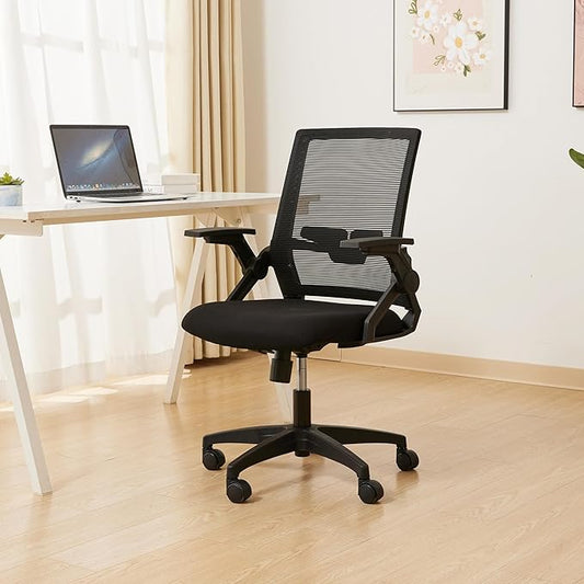 Ergonomic Office Chair Desk Chair with Adjustable Height Mesh Computer Chair Swivel Chair with Flip-up Arms and Lumbar Support Black