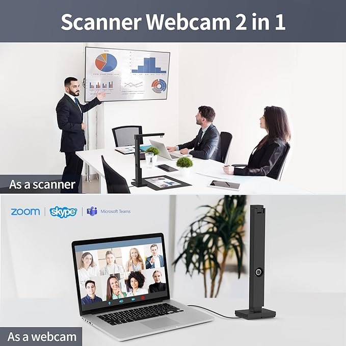 CZUR Lens800 Pro 8MP Portable Document Scanner & Document Camera, Travel-Friendly Mobile PDF Scanner, Capture Size A4, Fast Scan 1s/Page, Easy-to-Use OCR, for Mac & Windows