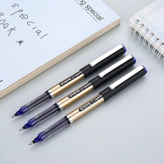EYEYE 0.5mm Extra Fine Point Rollerball Pens 6 Black 6 Blue, Quick Dry Liquid Ink, Smooth Writing Fine Tip Pens for Journaling, Note Taking, Office & School Supplies