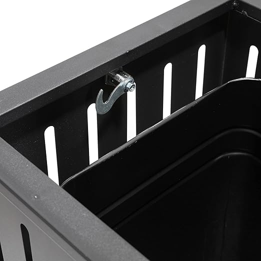 BEAMNOVA Trash Can Outdoor Top Tray Matte Black Stainless Steel Commercial Garbage Enclosure with Locking Lid Heavy Duty Industrial Yard Garage Waste Container, 35.5 * 15.8 * 15.8 in