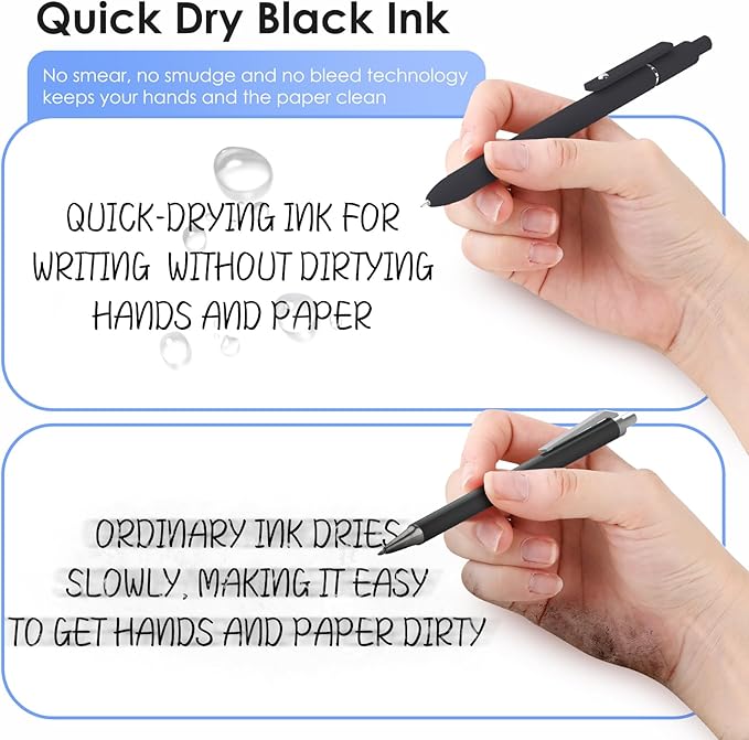 Gel Pens, 6PCS 0.5mm Black Ink Fine Point Pens With Smooth Writing, School Office Supplies, Anniversary Birthday Gifts for Men Women, Quick Dry Pen For Journaling, Nurse Aesthetic Pen (Elegant Black)