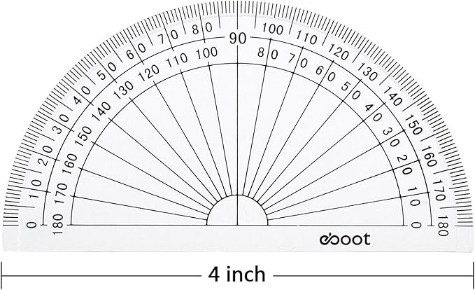 EBOOT 50 Pcs Math Protractors Plastic Protractor 180 Degrees, 4 Inches(Clear)