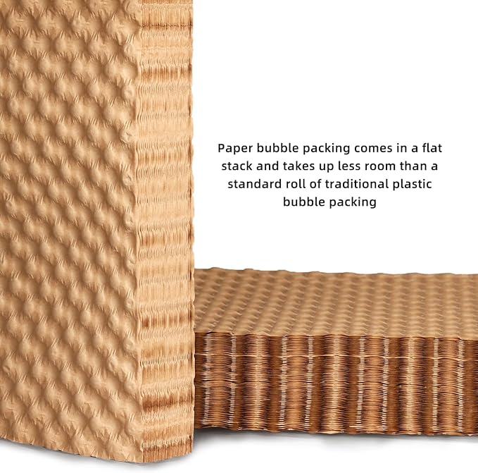 Bubble Paper Wrap 245ft*12in Packing Paper Sheets Durable Kraft Packing Paper for Moving Shipping and Storing Delicate Items Eco Friendly Packing Paper Alternative Paper Filler for Moving Boxes（Brown）