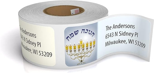 Customized Personalized Hannukah Address Labels - Made in The USA by Kenco (250 Labels, Hannukah)