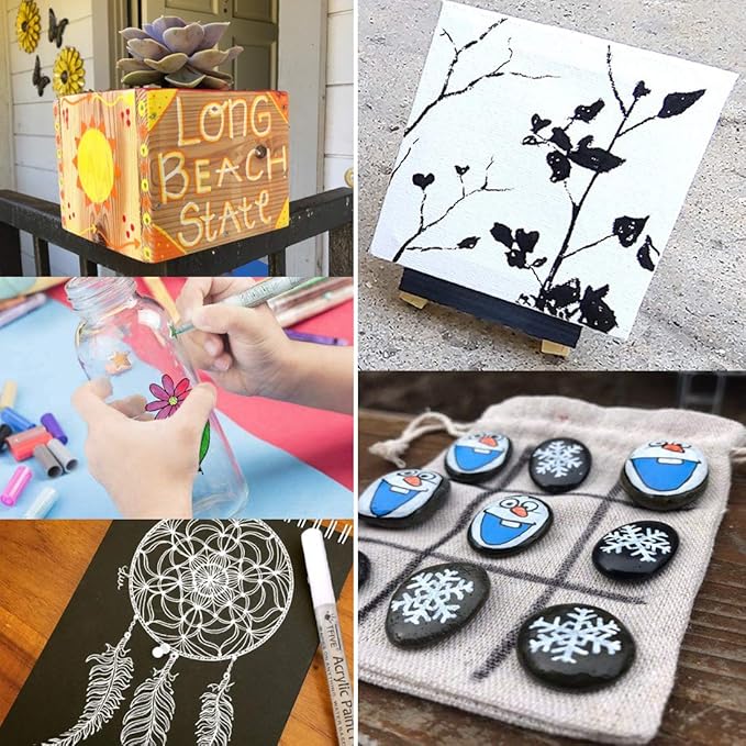 Blue Marker Paint Pens - 6 Pack Acrylic Blue Permanent Marker, 0.7mm Extra Fine Tip Paint Pen for Art projects, Drawing, Rock Painting, Stone, Ceramic, Glass, Wood, Plastic, Metal, Canvas DIY Crafts