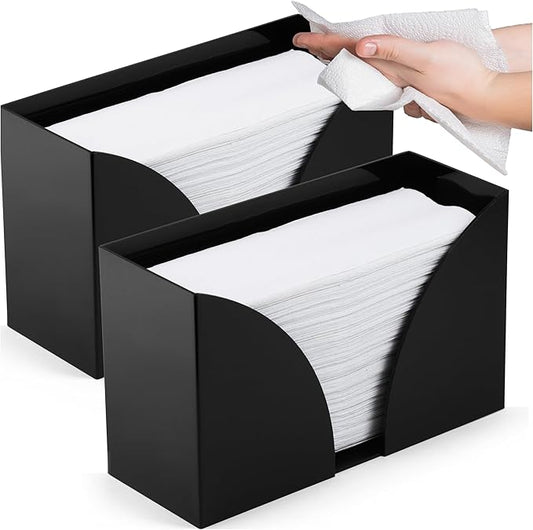 Countertop Paper Towel Holder for Wall Mount, 2 Pack - Acrylic Paper Towel Dispenser & Napkin Holder for Bathroom - Kitchen Accessories