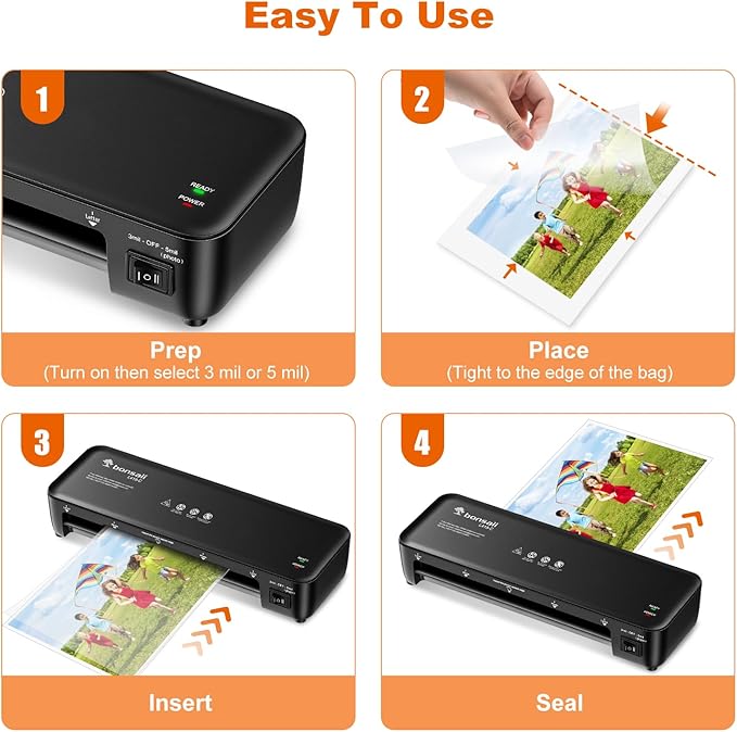 Bonsaii Laminator, 9 Inch 4 in-1 Thermal Laminator Machine Never Jam Technology with 40 Laminting Sheets, Paper Cutter, Corner Rounder for Home Office School Business